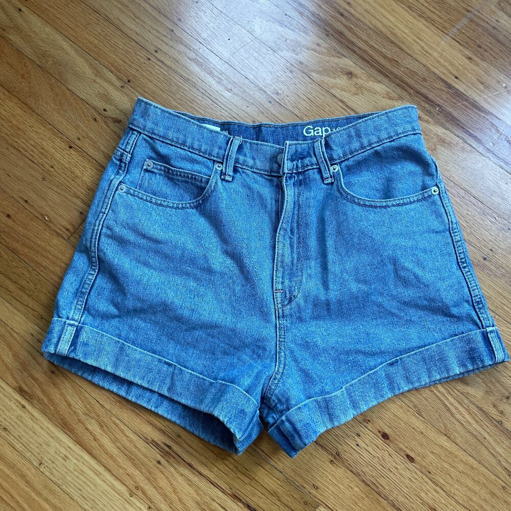 GAP Super High Rise Denim Roll Shorts